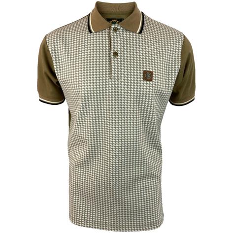 Trojan Records Dogtooth Panel Polo Shirt Camel