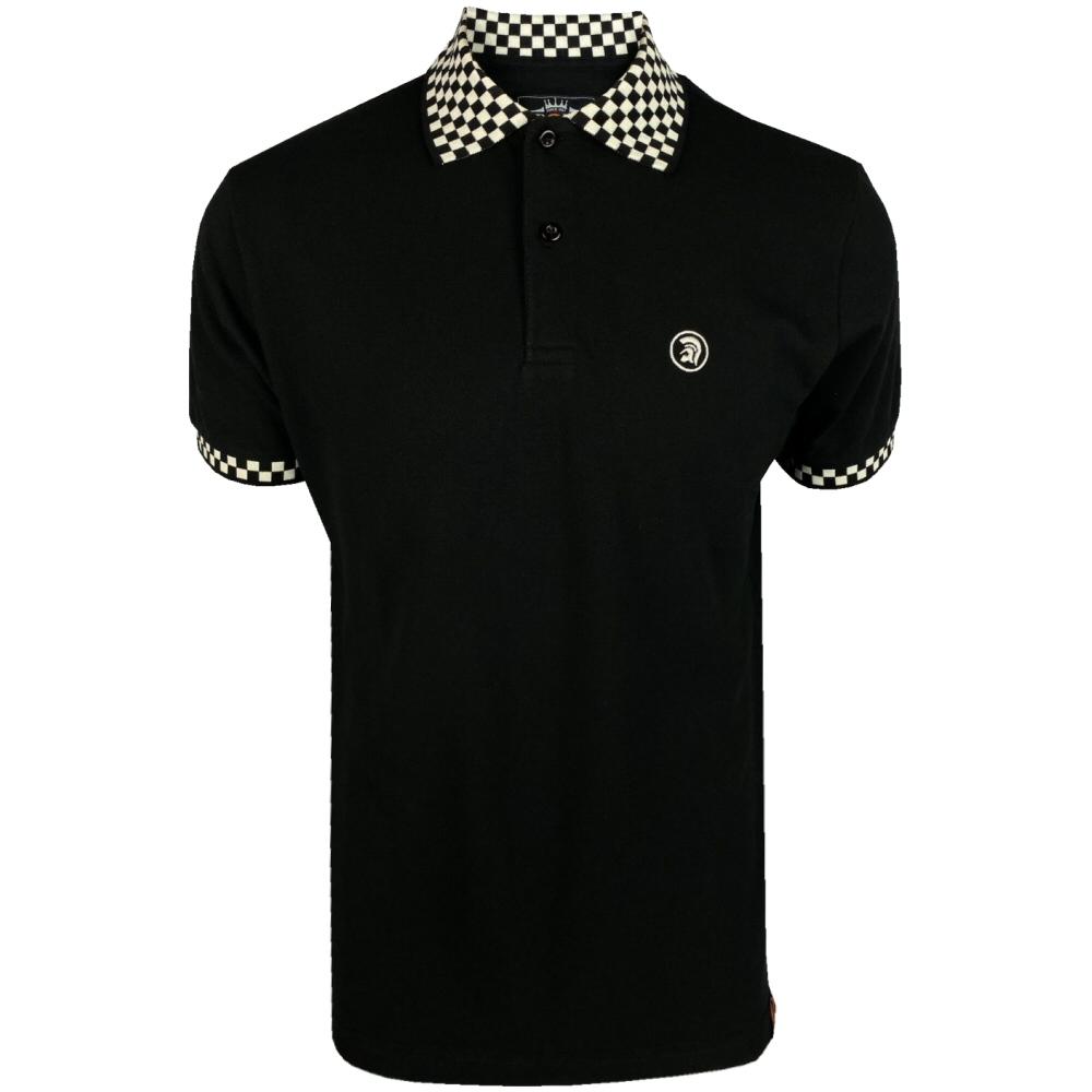 Trojan Records Chequerboard Collar Pique Polo Black