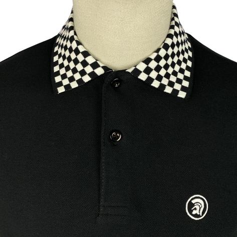 Trojan Records Chequerboard Collar Pique Polo Black Thumbnail 2