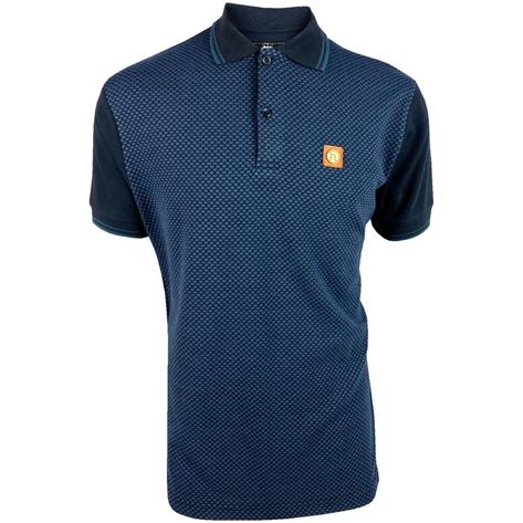 Trojan Records Jacquard Diamond Polo Shirt Navy Thumbnail 1