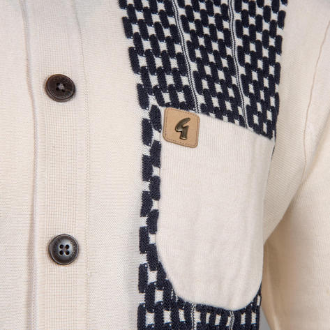 Gabicci Vintage Retro Bubble Texture Knit Cardigan Cream Thumbnail 3