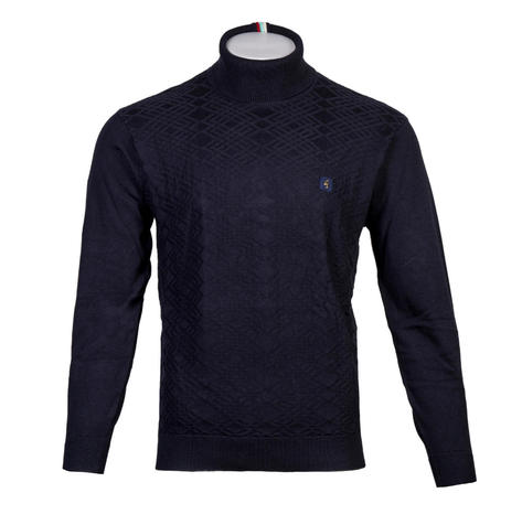 Gabicci Vintage Texture Pattern Roll Neck Navy