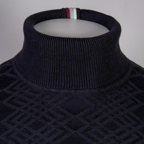 Gabicci Vintage Texture Pattern Roll Neck Navy Thumbnail 3