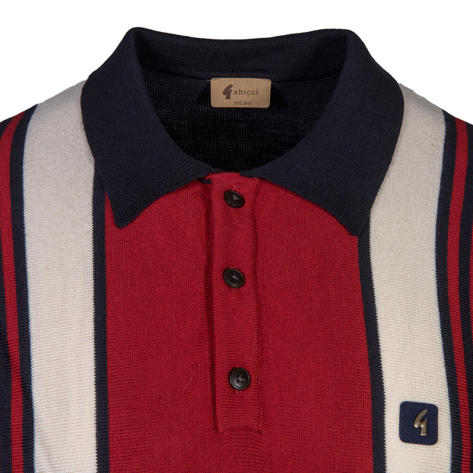 Gabicci Vintage Multi Stripe 3 Button Polo Navy Blue Thumbnail 2