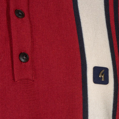 Gabicci Vintage Multi Stripe 3 Button Polo Navy Blue Thumbnail 3