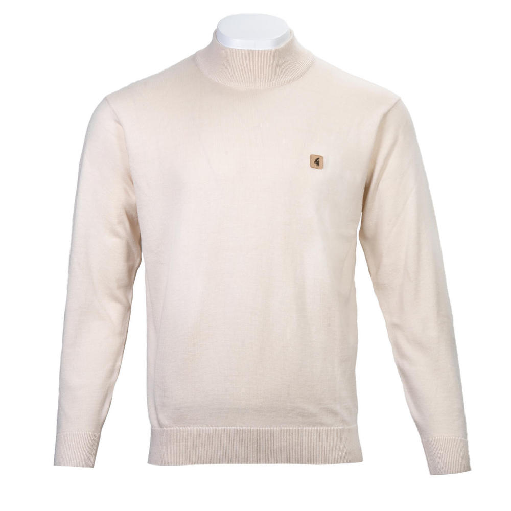 Gabicci Vintage Plain Knit Turtle Neck Pullover Cream