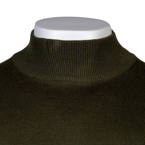 Gabicci Vintage Plain Knit Turtle Neck Pullover Olive Green Thumbnail 2