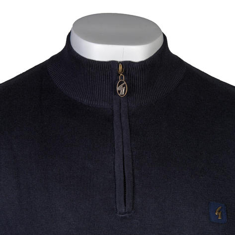 Gabicci Vintage Plain 1/4 Zip Turtle Neck Pullover Navy Thumbnail 2