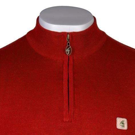 Gabicci Vintage Plain 1/4 Zip Turtle Neck Pullover Deep Red Thumbnail 2