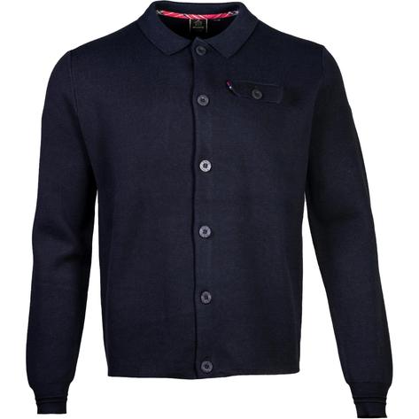 Merc London Button Through Knit Cardigan Navy Thumbnail 1