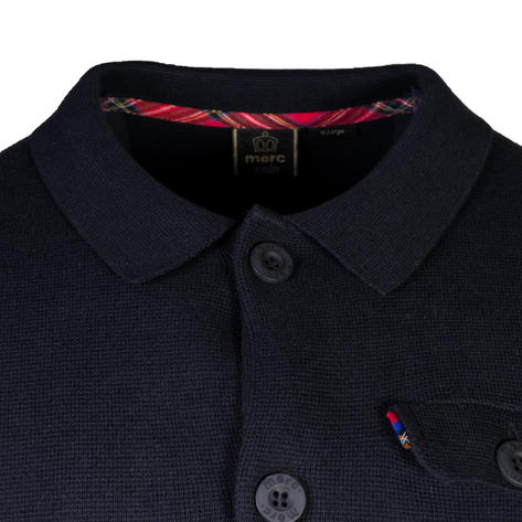 Merc London Button Through Knit Cardigan Navy Thumbnail 3