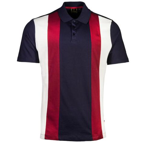 Merc London Block Stripe Polo Shirt Navy