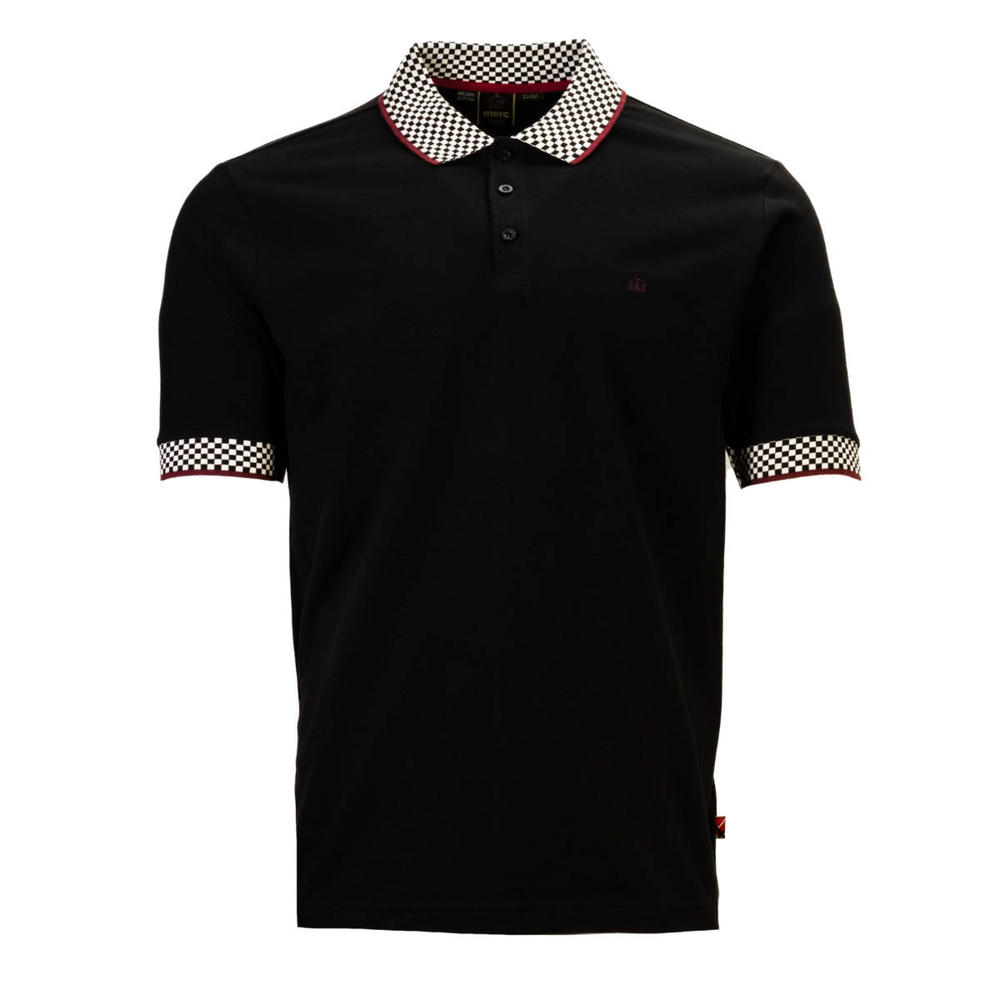 Merc London Checkerband Collar Polo Shirt Black | Adaptor Clothing