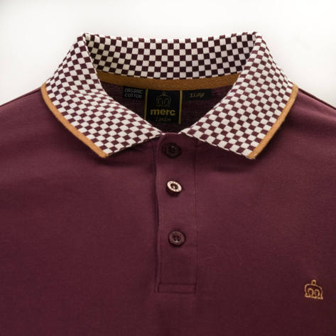 Merc London Checkerband Collar Polo Shirt Wine Thumbnail 2