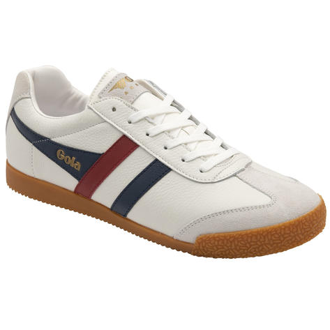 Gola Harrier Classic Twin Stripe Leather  Mens Trainer White Navy Red Thumbnail 2