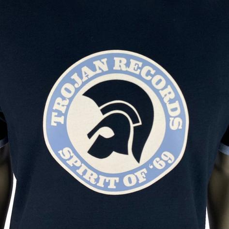 Trojan Records Spirit Of '69 Print Ringer T-Shirt Navy Thumbnail 2