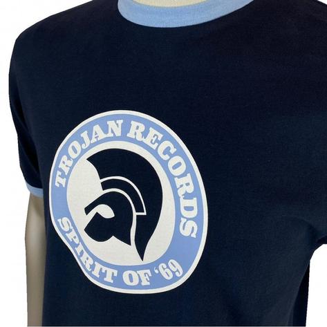 Trojan Records Spirit Of '69 Print Ringer T-Shirt Navy Thumbnail 3