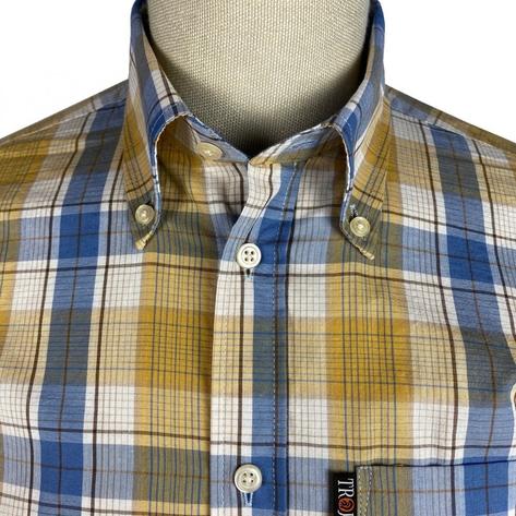 Trojan Records Graph Check Shirt With Pocket Square Mustard / Blue Thumbnail 2