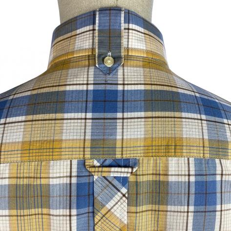 Trojan Records Graph Check Shirt With Pocket Square Mustard / Blue Thumbnail 4