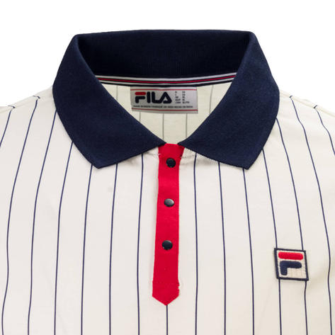 Fila Classic Vintage BB1 Striped Polo Shirt Off White Thumbnail 2