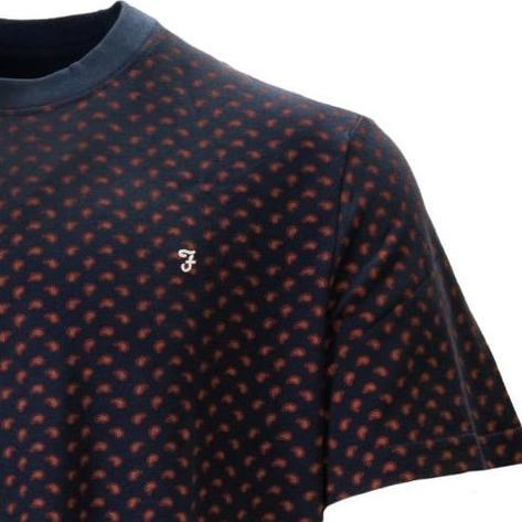 Farah Organic Cotton Paisley Print T Shirt Navy Thumbnail 1