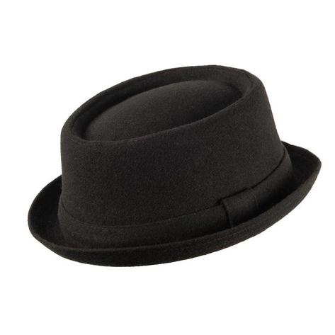 Heritage Rude Boy Narrow Brim Felt Trilby Pork Pie Hat Black