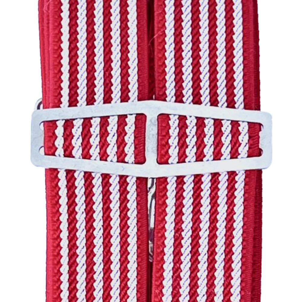 Bovver Clip 3/4 Inch Red / White Stripe Slim Braces