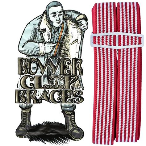 Bovver Clip 3/4 Inch Red / White Stripe Slim Braces Thumbnail 3