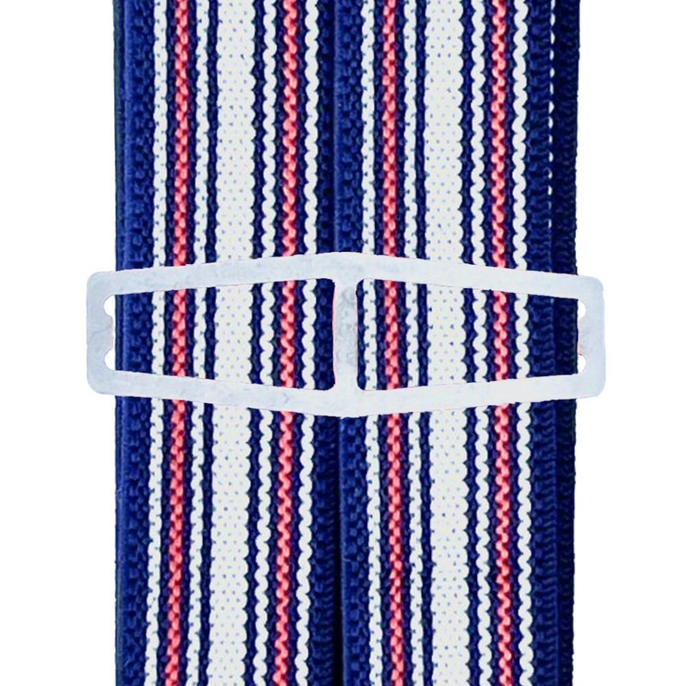 Bovver Clip 3/4 Inch Navy / Orange / White Stripe Slim Braces