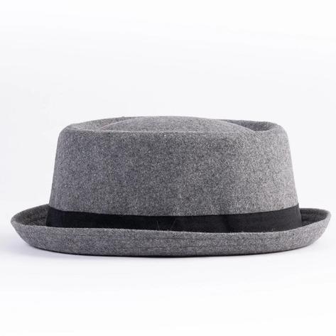 Heritage Rude Boy Narrow Brim Felt Trilby Pork Pie Hat Light Grey