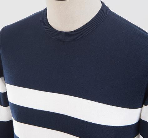 Art Gallery Scene Stripe Crew Neck Knit Navy Blue / Off White Thumbnail 2