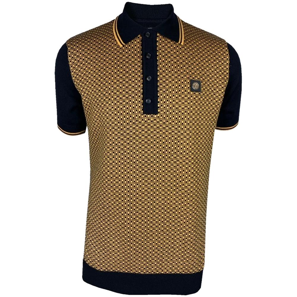 Trojan Records Jacquard Panel Polo Shirt Black