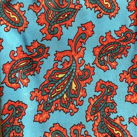 Tootal Mens Fire Paisley Print Silk Scarf Aqua Blue Thumbnail 2