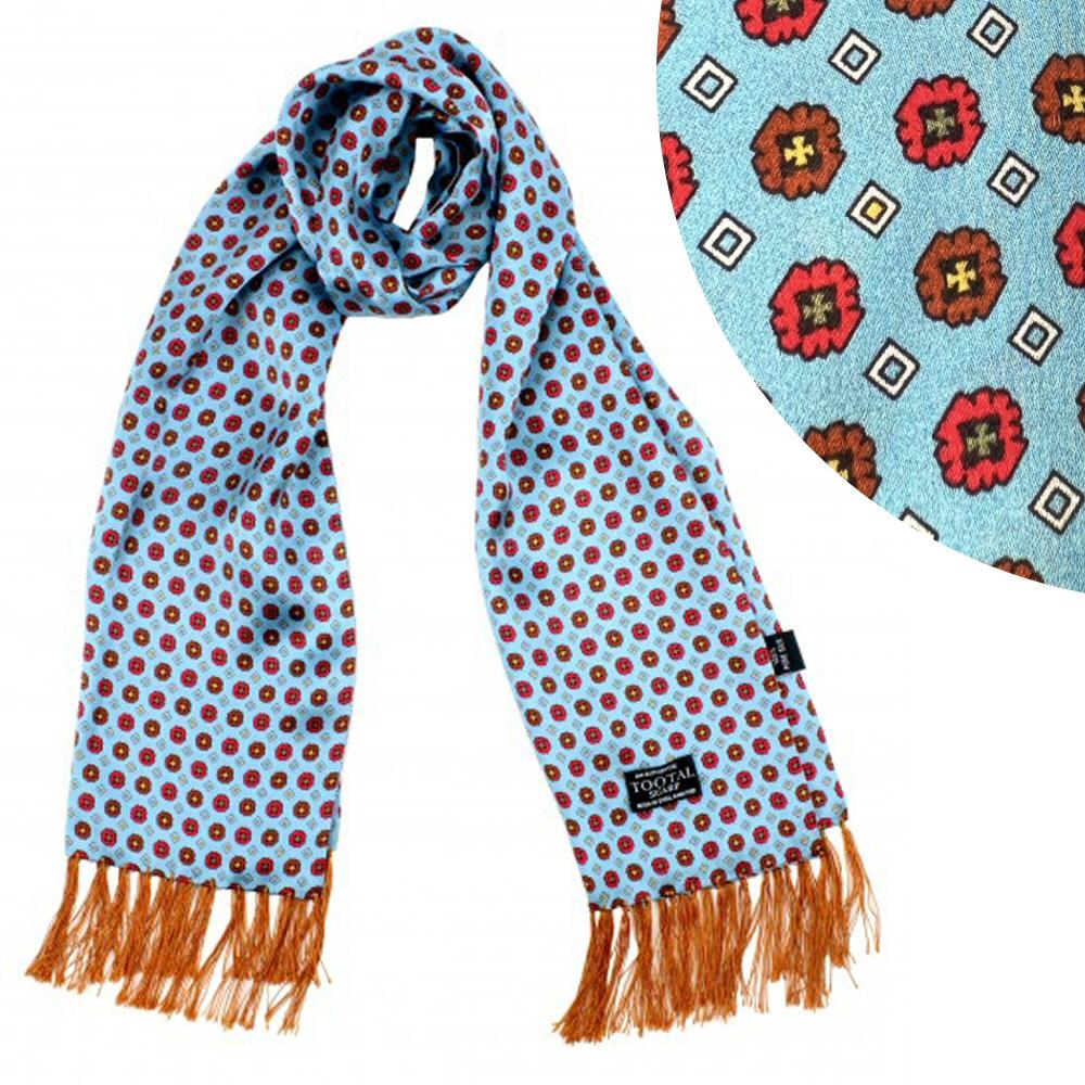 Tootal Mens Geometric Print Silk Scarf Powder Blue