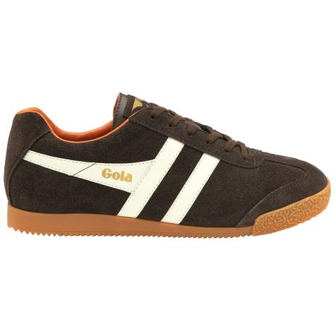 Gola Harrier Classic Twin Stripe Suede Trainer Brown / Off White / Orange Thumbnail 1