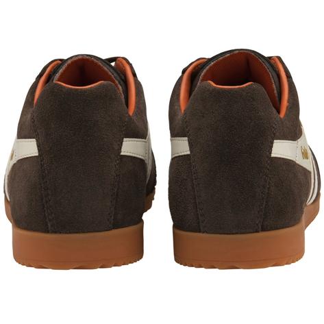 Gola Harrier Classic Twin Stripe Suede Trainer Brown / Off White / Orange Thumbnail 4