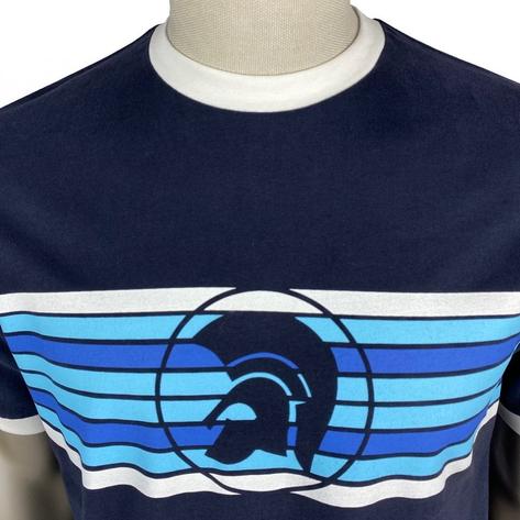 Trojan Records Helmet And Stripes Print Ringer T-Shirt Navy Thumbnail 2