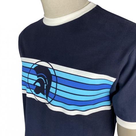 Trojan Records Helmet And Stripes Print Ringer T-Shirt Navy Thumbnail 3