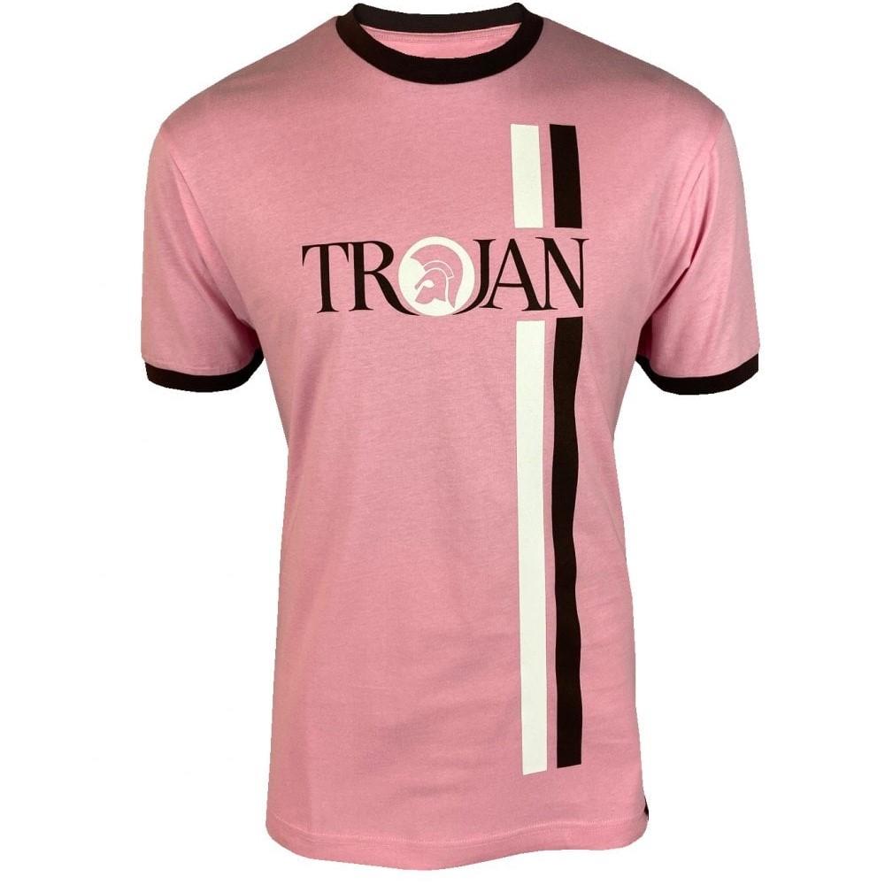 Trojan Records Twin Racing Stripes T-Shirt Pink