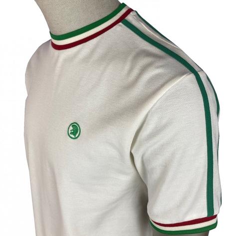 Trojan Records Twin Shoulder Stripe Pique T-Shirt Ecru Thumbnail 3