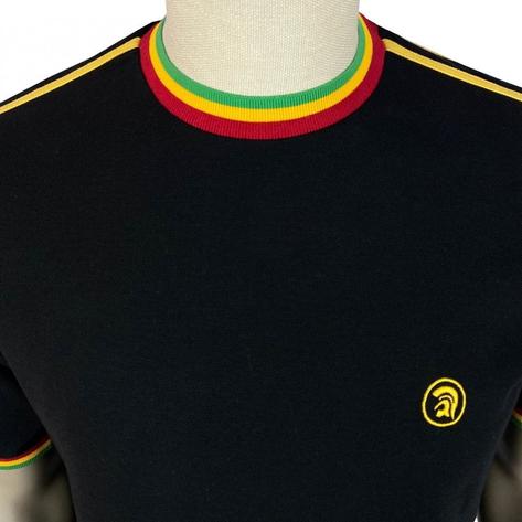 Trojan Records Twin Shoulder Stripe Pique T-Shirt Rasta Thumbnail 3