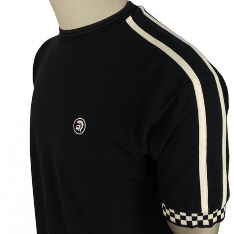 Trojan Records Twin Shoulder Stripe Pique T-Shirt Checkerboard Thumbnail 3