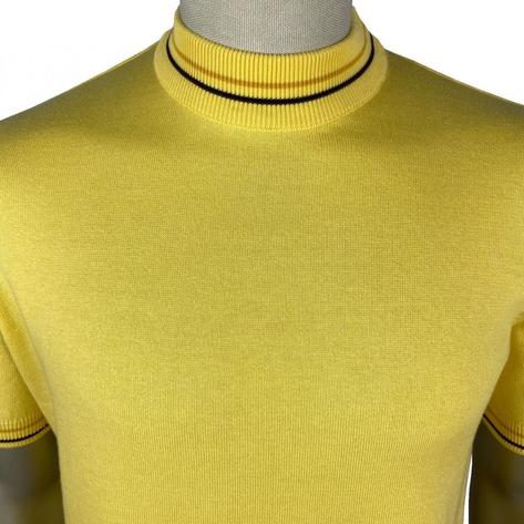 Ska & Soul Tipped Fine Gauge Knit Turtle Neck Top Lemon Thumbnail 2