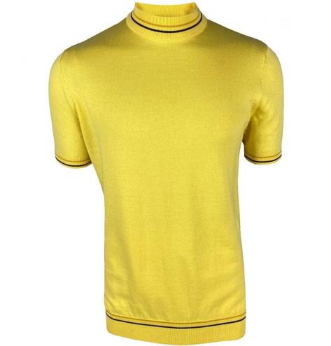 Ska & Soul Tipped Fine Gauge Knit Turtle Neck Top Lemon