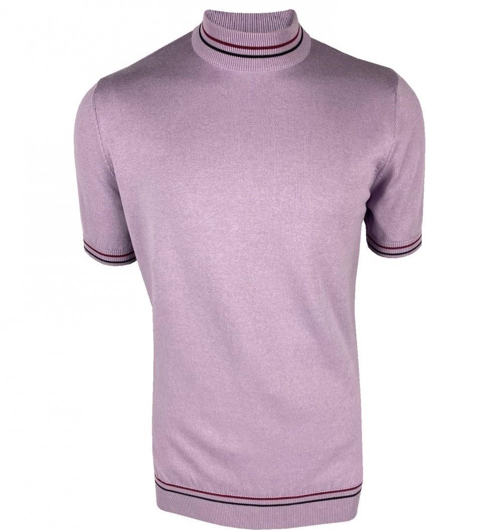 Ska & Soul Tipped Fine Gauge Knit Turtle Neck Top Lilac