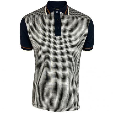 Ska & Soul Houndstooth Panel Polo Navy