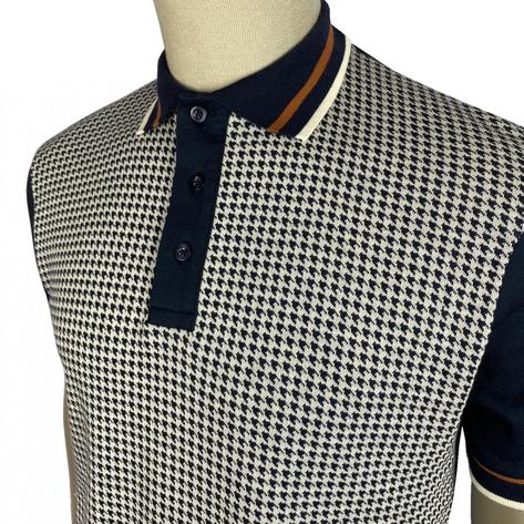 Ska & Soul Houndstooth Panel Polo Navy Thumbnail 3