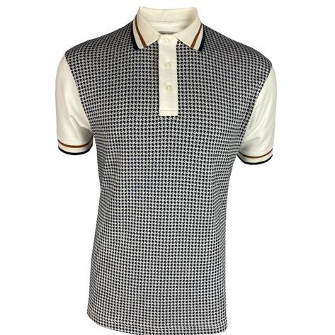 Ska & Soul Houndstooth Panel Polo Ecru