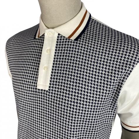 Ska & Soul Houndstooth Panel Polo Ecru Thumbnail 3