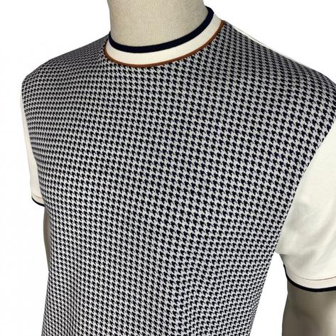 Ska & Soul Houndstooth Panel Crew Neck Ecru Thumbnail 3